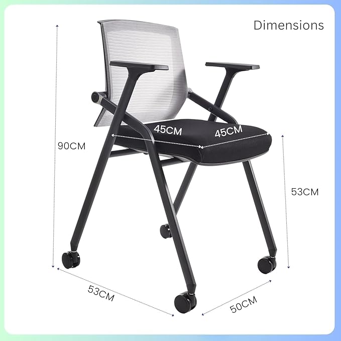 2 Pack Stackable Conference Room Chairs with Paddle Folding Office Foldable Desk Chair Mesh Back and Arms for Conference Meeting Guest Reception Home Office Training Room Chair Black-DeskLoop Office
