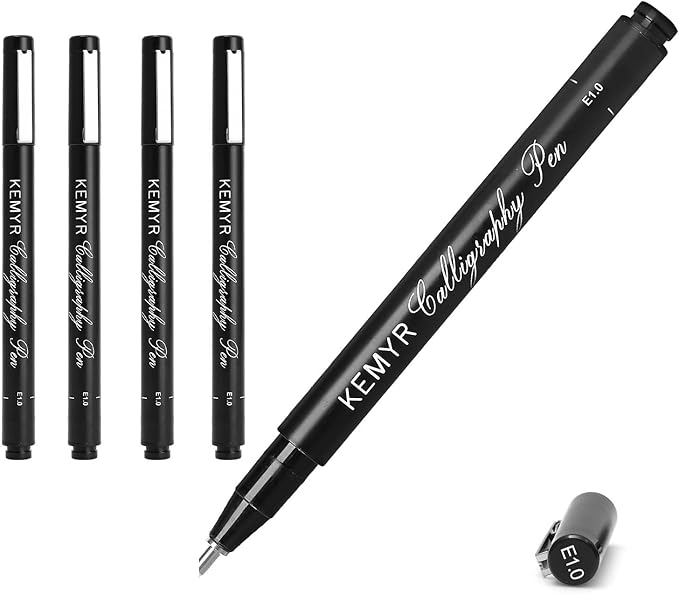 4 Micro Fine liner Drawing Art Pens Calligraphy Pens: E1.0 Size Black Art supplies Waterproof Archival Black Ink Markers For Artists,Use for Professional Watercolor,Sketching-DeskLoop Office