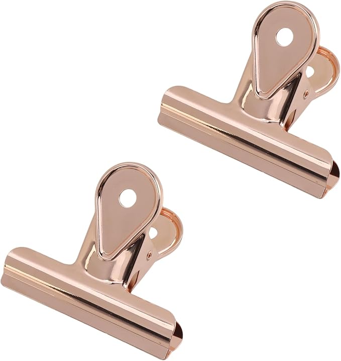 Xiaoyztan Mini Clips, 65mm Wide Rose Gold Bulldog Clips Paper Clip Binder Bull by Welcometoxiaoyztan