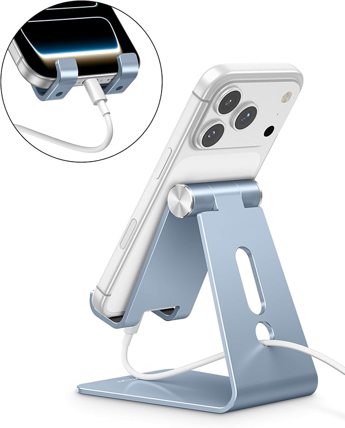 OMOTON Adjustable Cell Phone Stand, Aluminum Desktop Cellphone Stand - Image 6
