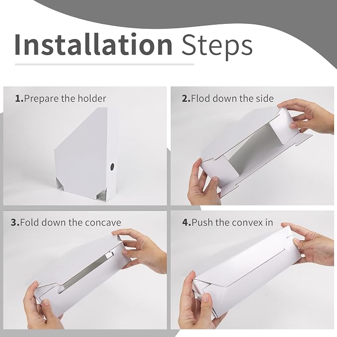 Rempry 12 Pack Magazine File Holders White, Foldable Cardboard Document - Image 5