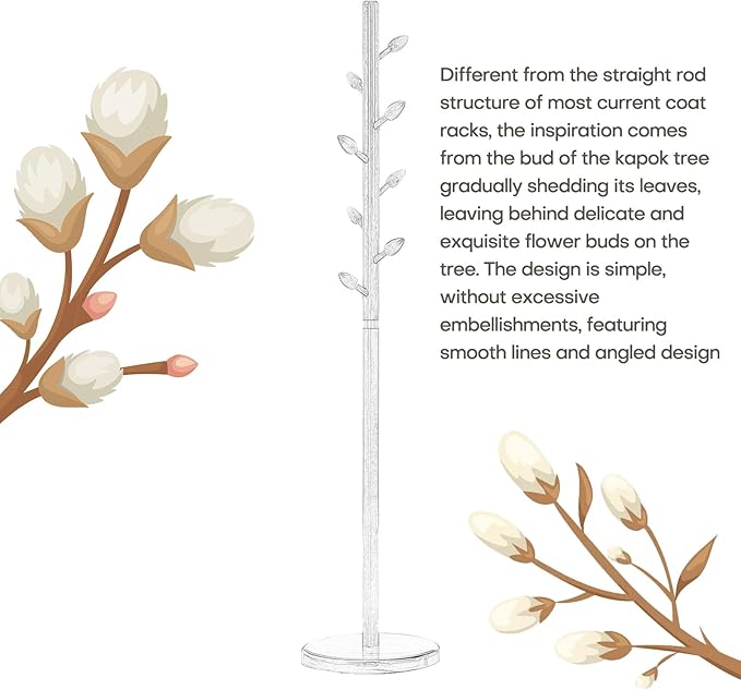 Wooden Coat Rack Freestanding - Heavy Duty Coat Tree Stand with 8 Bud-Shaped Hooks, Sturdy Round Base Coat Hanger for Entryway, Bedroom, Jackets & Clothes, 200lbs Capacity (Walnut)-DeskLoop Office