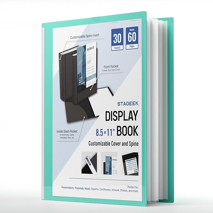 STAGEEK 30-Pocket Portfolio Binder Display 60 Pages, 8.5x11 Binder by STAGEEK