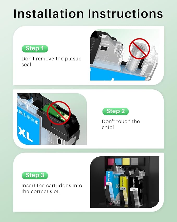 LC401XL Ink Cartridges 4 Pack Replacement for Printer Ink LC 401 XL High Yield Use for MFC-J1010DW MFC-J1012DW MFC-J1170DW MFC-J1800DW, Black Cyan Magenta Yellow-DeskLoop Office