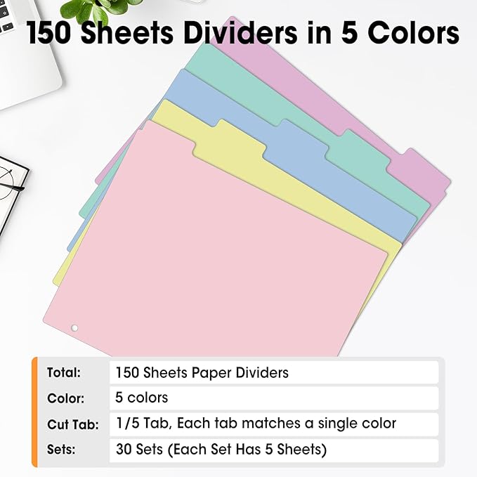 150 Pcs Colored Binder Dividers - Image 6