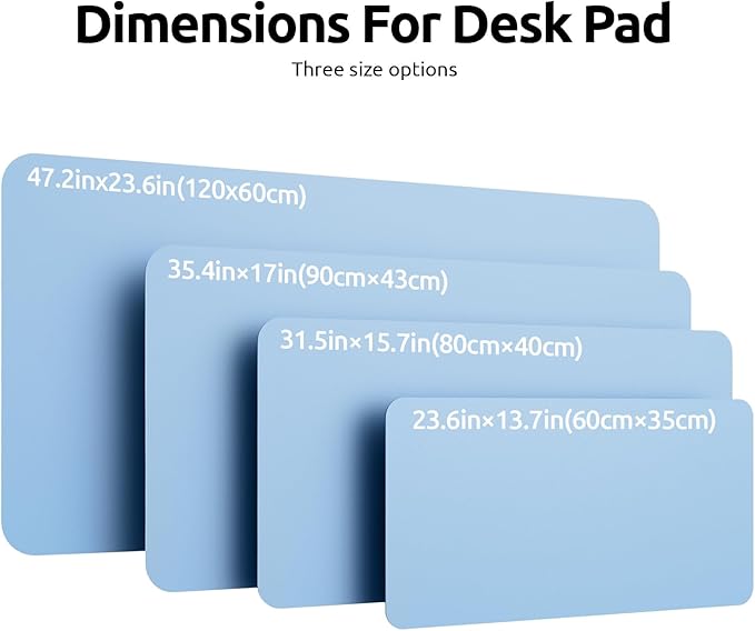 YSAGi Leather Desk Protector, Office Mat, Large Mouse Mat, Non-Slip PU Leather Blotter, Laptop Pad, Waterproof Writing Pad for Office and Home (Baby Blue, 47.2" x 23.6")-DeskLoop Office