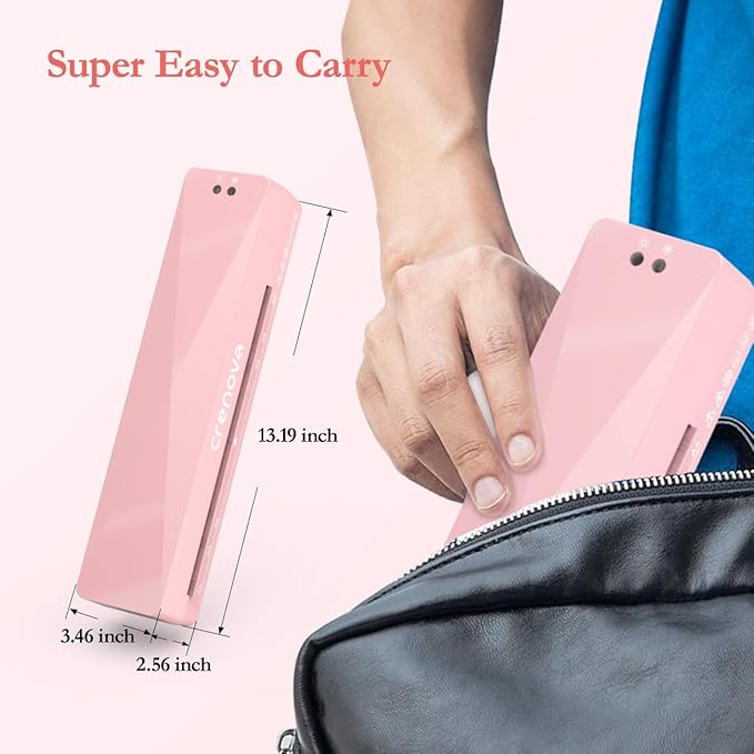 Crenova A4 Laminator Machine 4 in 1 Personal Desktop Hot & Cold with 10 Laminating Pouches No Bubbles 9 Inch Thermal Laminator for Home Office School Business Use Pink-DeskLoop Office