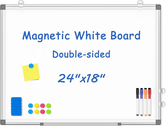 WALGLASS Double-Sided White Board, Hanging Mounted Whiteboard Silver Aluminium by WALGLASS