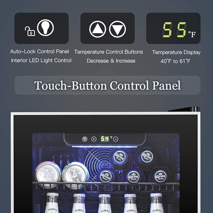 Antarctic Star Beverage Refrigerator Cooler -120 Can Mini Fridge Glass Door for Soda Beer or Wine Constant Glass Door Small Drink Dispenser Clear Front Door for Home, Office Bar 3.2cu.ft-DeskLoop Office