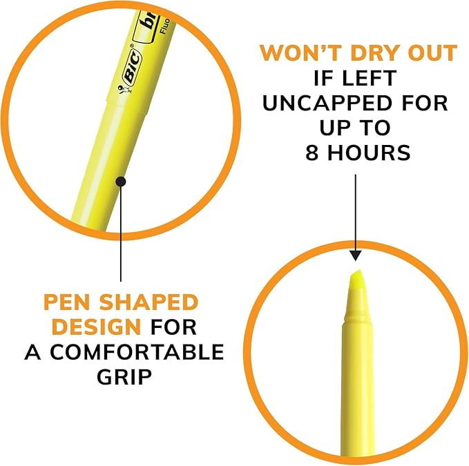 BIC Brite Liner Yellow Highlighters, Chisel Tip, and Document Highlighting. - Image 7