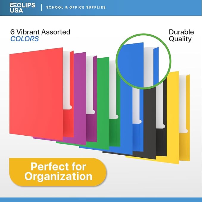 Folders with Pockets 2 Pocket Folders Bulk Holds 100 Sheets Assorted Colors - Image 3