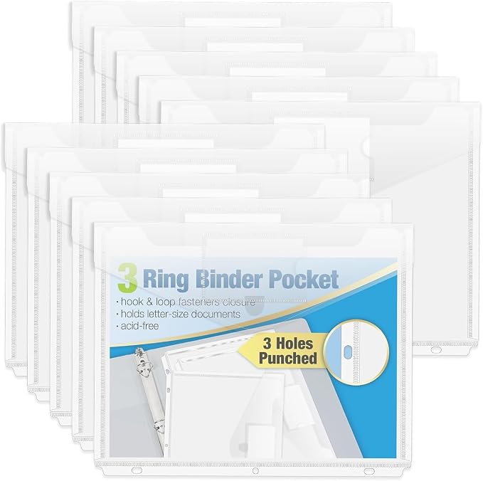 Forvencer Binder Pocket, 48 Pack Super Heavyweight Poly Binder Plastic Pocket - Image 8
