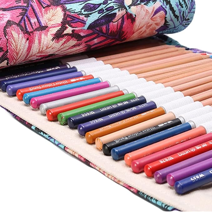 DIYOMR 24/36/72 Slots Pencil Wrap Pencil Rolls, Artist Colored Pencils Roll Up - Image 5
