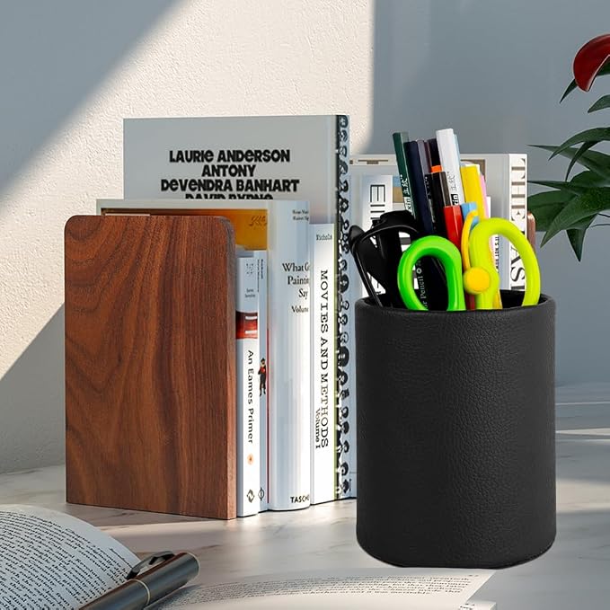Pen Pencil Holder Cup Container PU Leather Desk Organizer Stand Decor Brush - Image 4