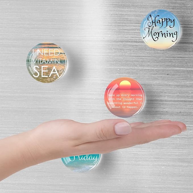 12Pcs Glass Refrigerator Magnet Fridge Sticker,Motivationa Fridge Magnets Decoration for Crafts,Strong Fridge Magnets for Kitchen, School,Office Whiteboard, Cabinet and Dishwasher-DeskLoop Office