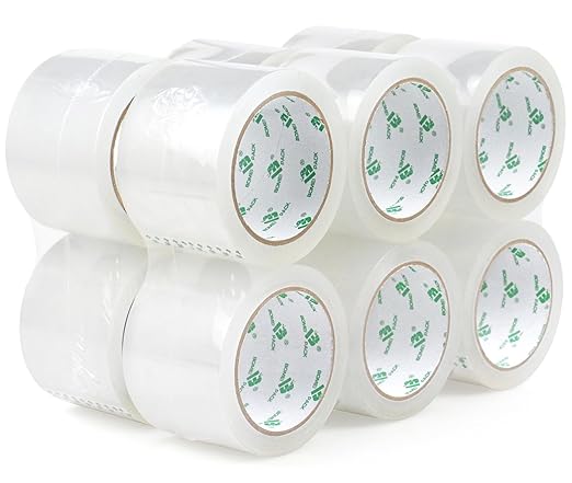 BOMEI PACK 3 inch Wide Heavy Duty Packing Tape, 2.4 Mil 3.0 Inch x 60 Yards, 12 Refills Rolls Clear Box Tape for Moving, Shipping, Mailing and Packaging-DeskLoop Office