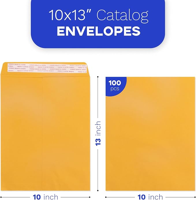 10x13 Catalog Envelopes Self Seal 100 Pack, Goefun 80GSM Paper Large Yellow - Image 2