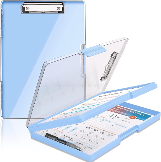 SFLHHDM Clipboard with Storage, Heavy Duty Clip Boards 8.5x11 with 2 Storage by SFLHHDM