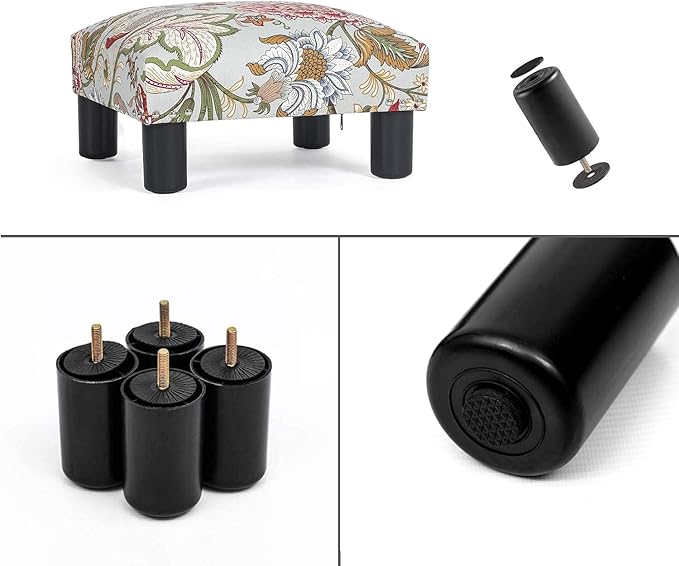 Joveco Small Foot Rest Stool Ottoman, 15" Fabric Square Footstool Upholstered Footrest for Chair, Under Desk, Office, Living Room, Boho Floral-DeskLoop Office