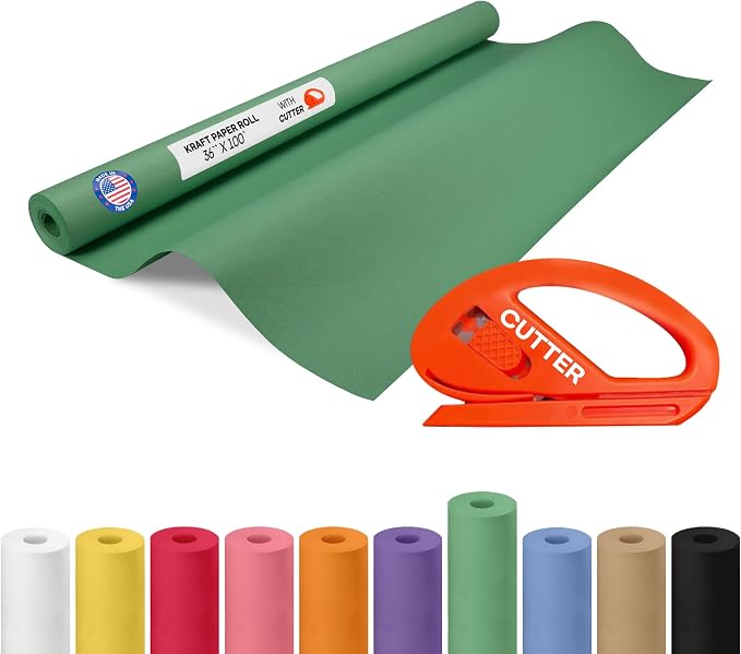 Christmas Green Kraft Paper Roll 36" x 1200" by IDLPackaging