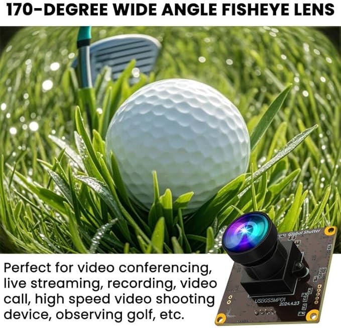 ELP 5MP Global Shutter 50fps USB Fisheye Camera for Computer, Laser Engraver, Live Streaming - 170 Fisheye Lens-DeskLoop Office
