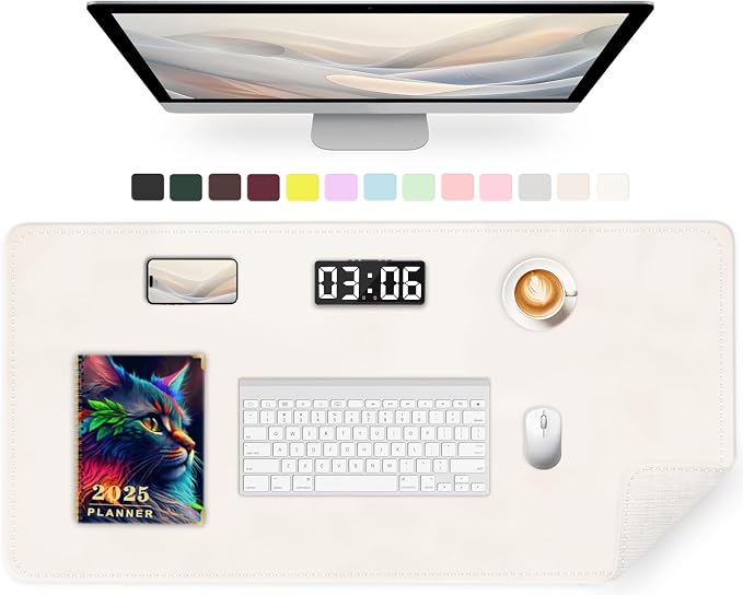 Large Desk Mat 35.4" x 17", PU Leather Desk Pad Protector, Non-Slip Large Mouse by METEOROCK