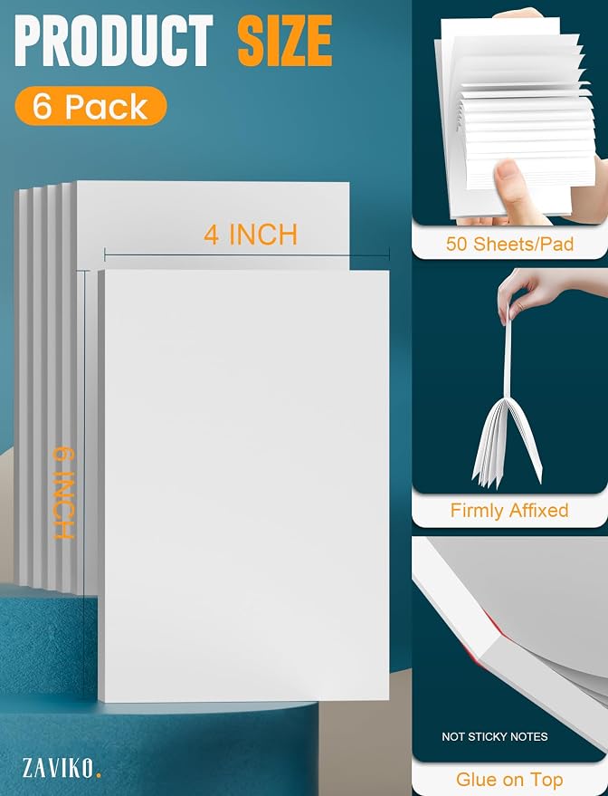 Note Pads 4x6, 6 Pack Mini Blank Notepad 4x6, Small Notepads 4x6 Paper Pads - Image 2