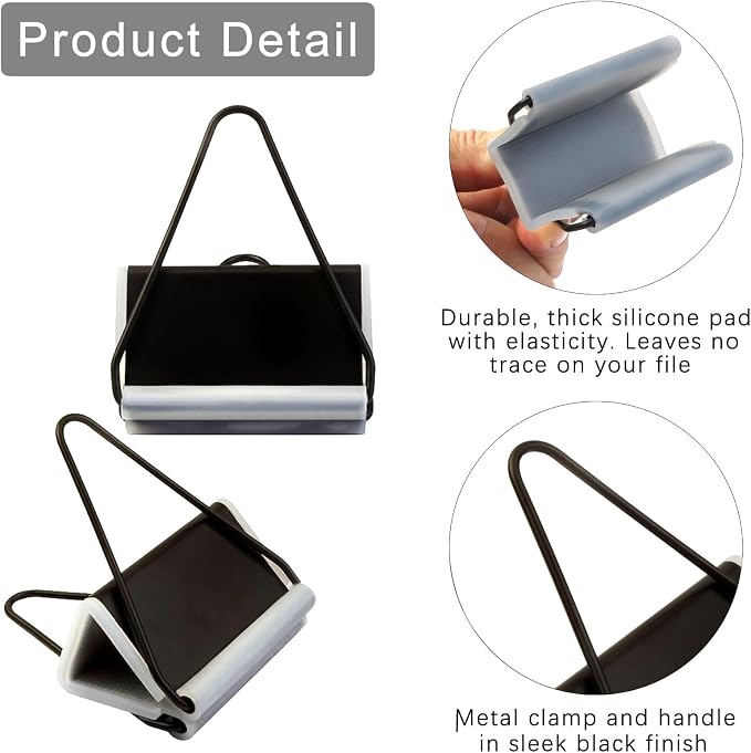 2.2 inch Binder Clip with Soft Silicone Pad Alloy Steel Bulldog Foldback Clips - Image 3