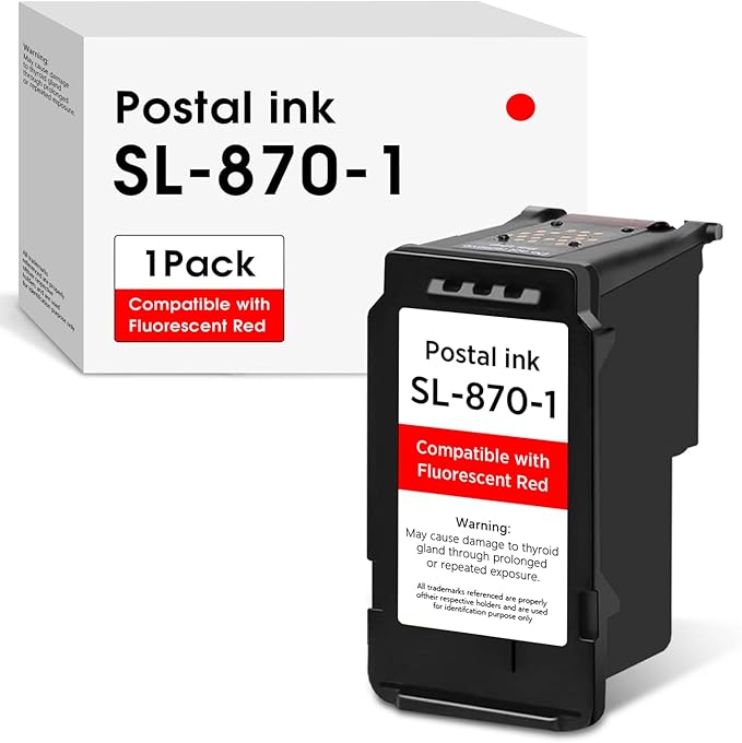 High Capacity SL-870-1 XXL Red Ink Cartridge Compatible with SL870-1 SL8701 XXL Fluorescent Red Ink Replacement for Pitney Bowes SendPro Mailstation Postage Meter (CSD1) 1-Pack (1×16ML)-DeskLoop Office