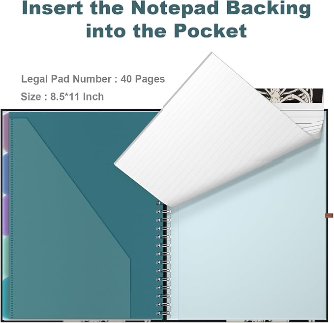 Hongri Clipboard Folio with Refillable Lined Notepad, 8.5 x 11 Folders with - Image 5