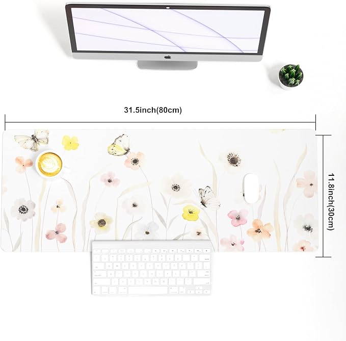 Colorful Star Large Mouse Pad, Watercolor Floral Desk Mat Office Supplies - Image 6