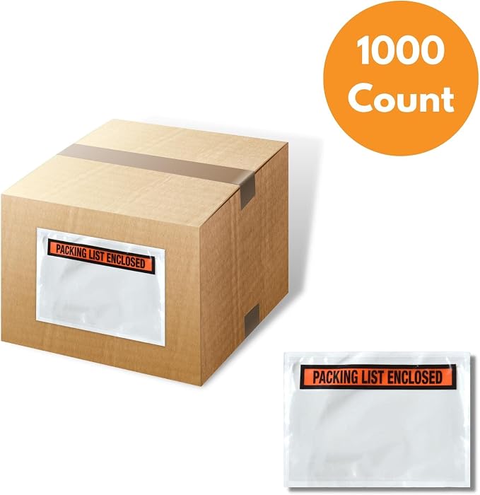 PSBM 1000 PCS, 4.5 x 6 Inch, Panel Face Back Side Load Packing List Envelopes - Image 4