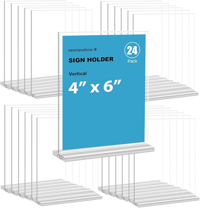 newnewshow 4x6 Inch Clear Acrylic Sign Holder, Display Stand, Plastic Card by NEWNEWSHOW