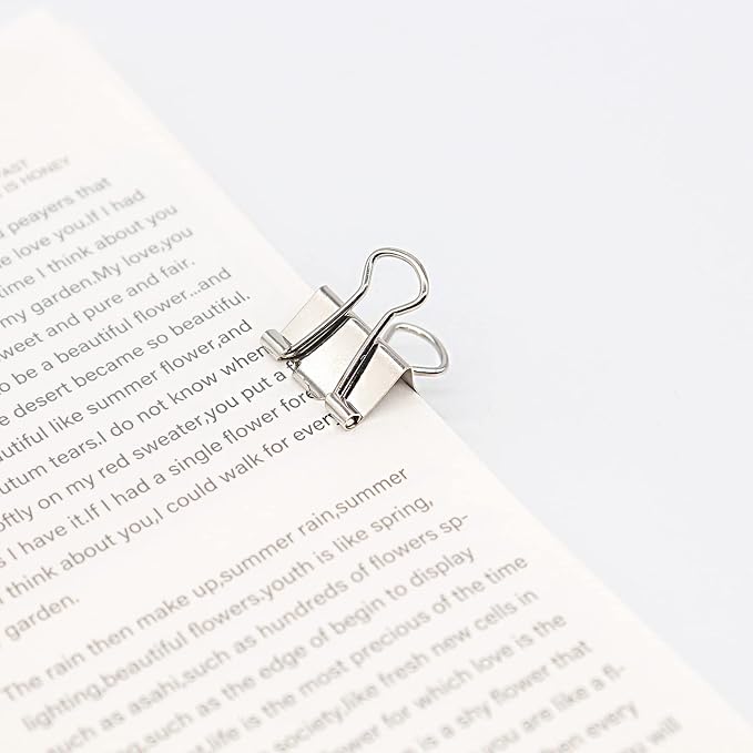 Silver Binder Clips, Mini Paper Clip, Small Paper Clamps 15mm, 100 Pack Micro - Image 2