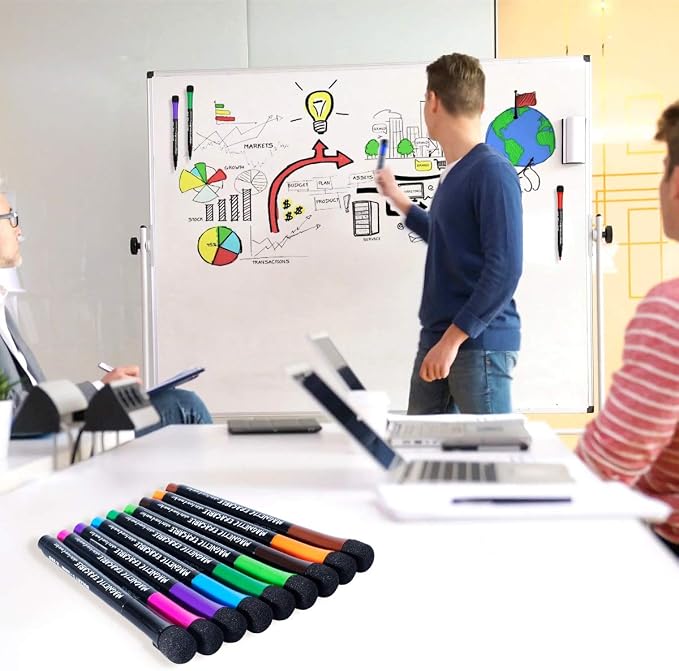 Magnetic Dry Erase Markers Fine: 12 Colors Erasable Whiteboard Markers Fine - Image 8