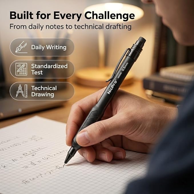 Nicpro HD1000 0.5 mm Art Mechanical Pencil Set in Case, Weatherproof Barrel - Image 5