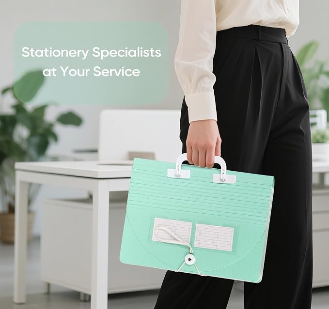 Agoer 13 Pockets Accordion File Organizer, Wheat Straw Expanding File Folder - Image 8