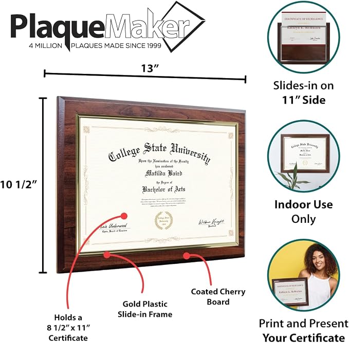 10.5 x 13" Certificate Display Plaque - Image 4