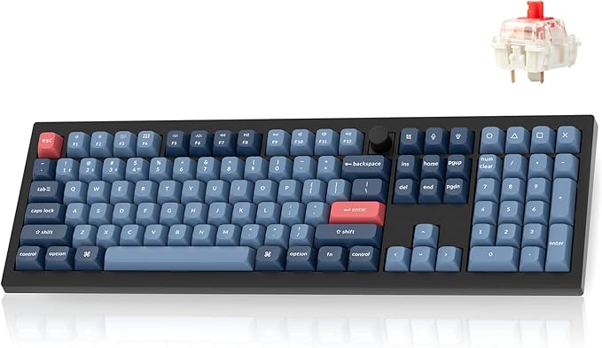 Keychron V6 Max Wireless Custom Mechanical Keyboard, 2.4 GHz Bluetooth QMK Full-Size Layout RGB with Hot-swappable Gateron Red Switch Compatible with Mac Windows Linux-DeskLoop Office