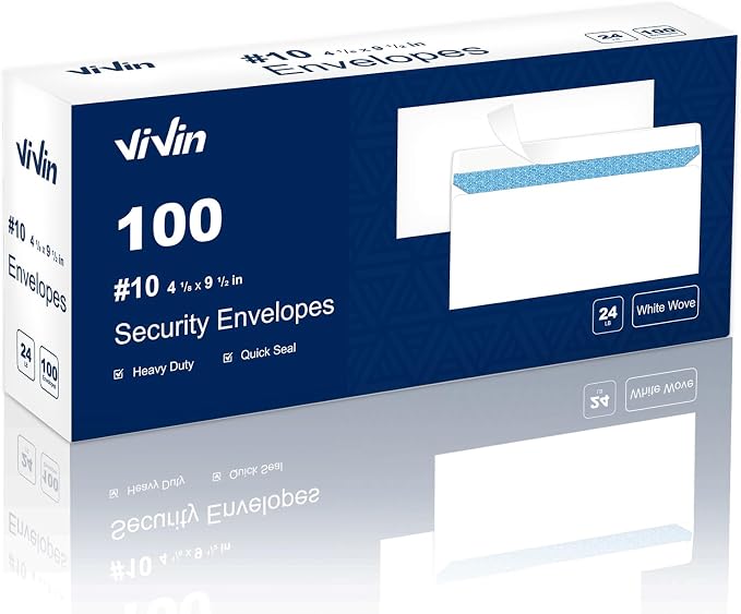 Vivin #10 Self-Seal Security-Tinted Business Envelopes by ViVin