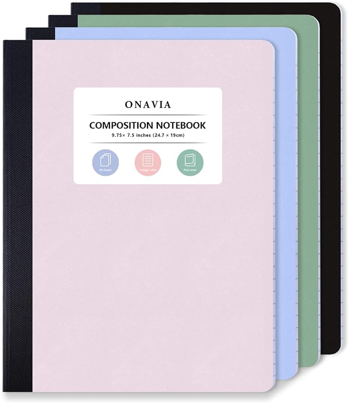 ONAVIA Plastic Composition Notebook College Ruled, 160 Pages, 9.75 x 7.5 in by ONAVIA