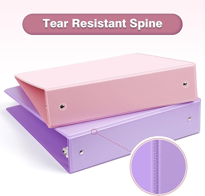 COMIX Standard 3 Ring Binder 2 inch with Clear View Cover, 2" Round Ring View Binder Holds 400 Sheets of US Letter Size Paper, 6 Pack (Pink)-DeskLoop Office