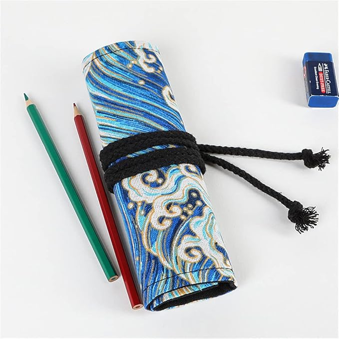 DIYOMR 24/36/72 Slots Pencil Wrap Pencil Rolls, Artist Colored Pencils Roll Up - Image 4