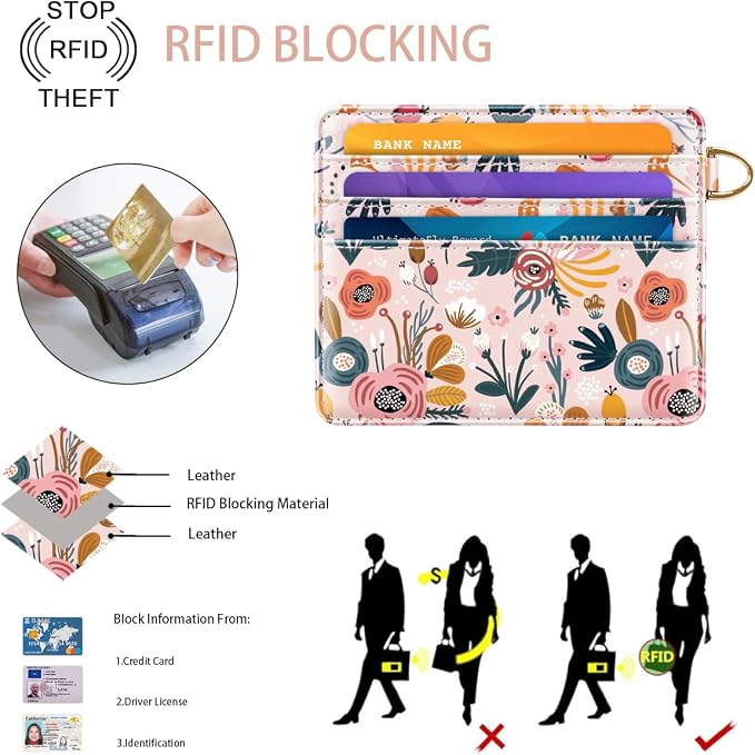 Slim Minimalist Front Pocket RFID Blocking Credit Card Holder Small Wallet Cute - Image 4