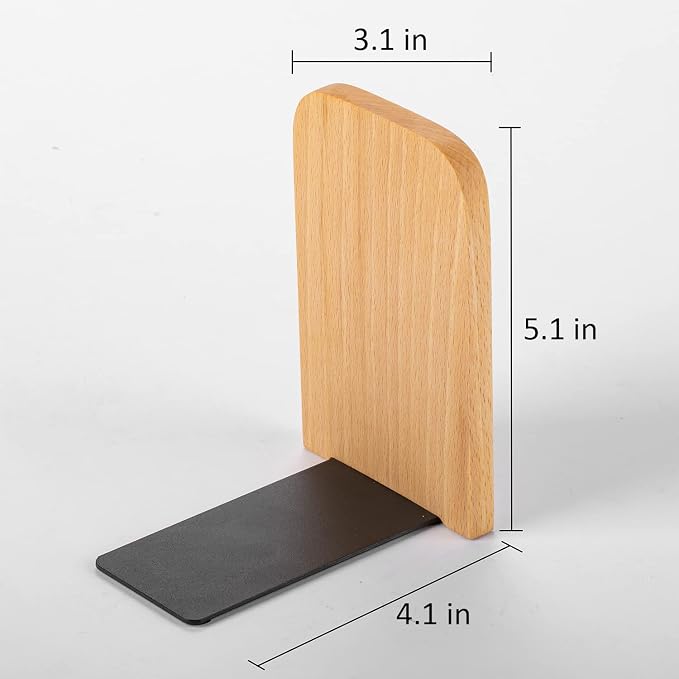 Muso Wood Book Ends for Shelves, Non-Slip Bookends, Heavy Duty Wooden Bookend - Image 6