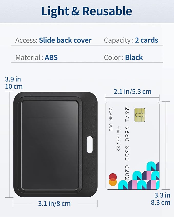 Uniclife 6 Pack Sliding ID Badge Holder Black Horizontal Hard Plastic Case - Image 7