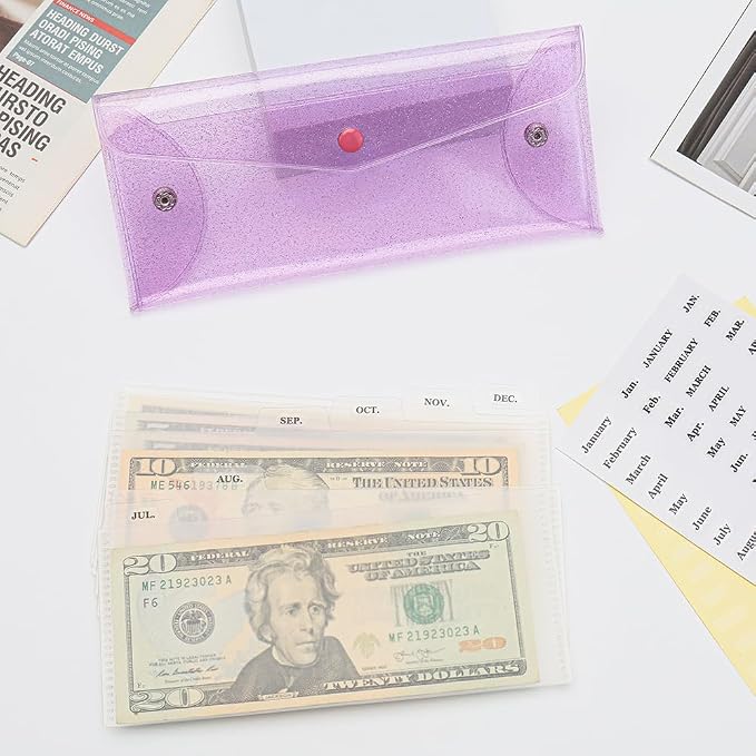 Purple Cash Envelope Wallet PVC Budget Wallets - Image 6