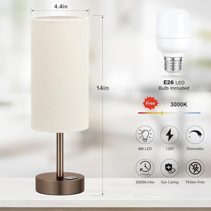 Dicoool Beige Touch Table Lamp for Bedroom - Image 5