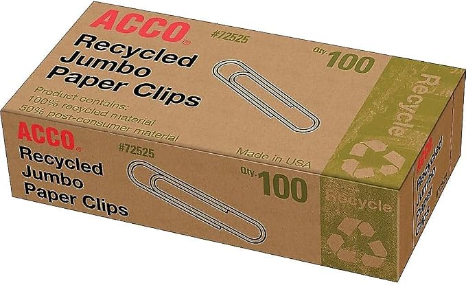 ACCO Recycled Paper Clips, Smooth Finish, Jumbo Size, 100 per Box, 10 Boxes per - Image 4