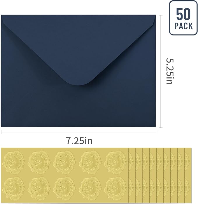 50 PCS Dark Blue Colorful A7 Envelopes - Image 2